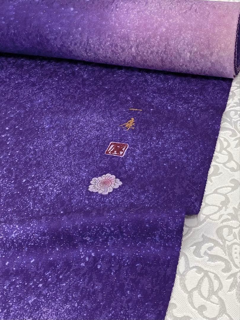 吉野一廉 銀通し 小紋 反物 正絹 着尺 落款入 作家物 No.76 吉野