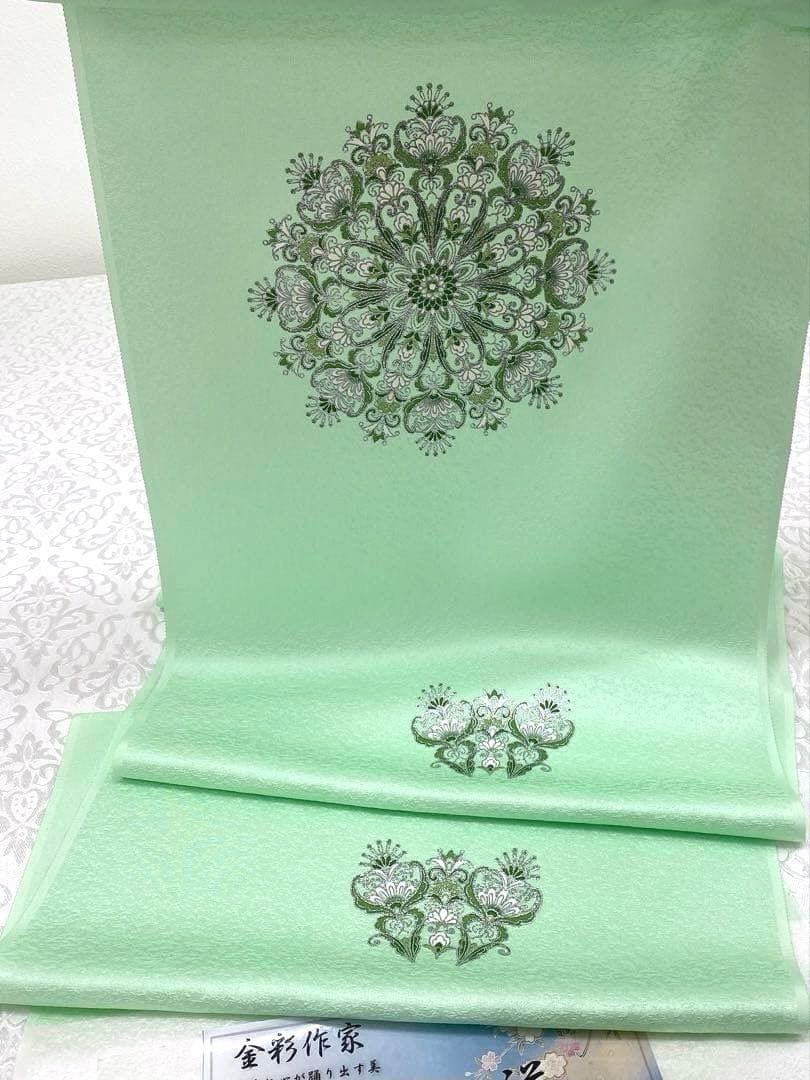 金彩作家 太田洋 付け下げ 反物 銀彩 グリッター 紋意匠 正絹 C305