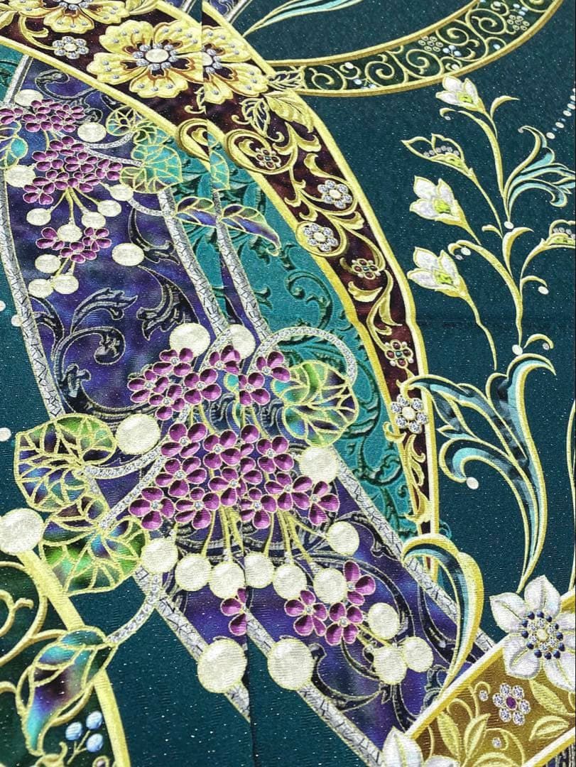 jewel 訪問着 豪華 銀通し 仮絵羽 未仕立て品 八掛付き 正絹 大衆演劇