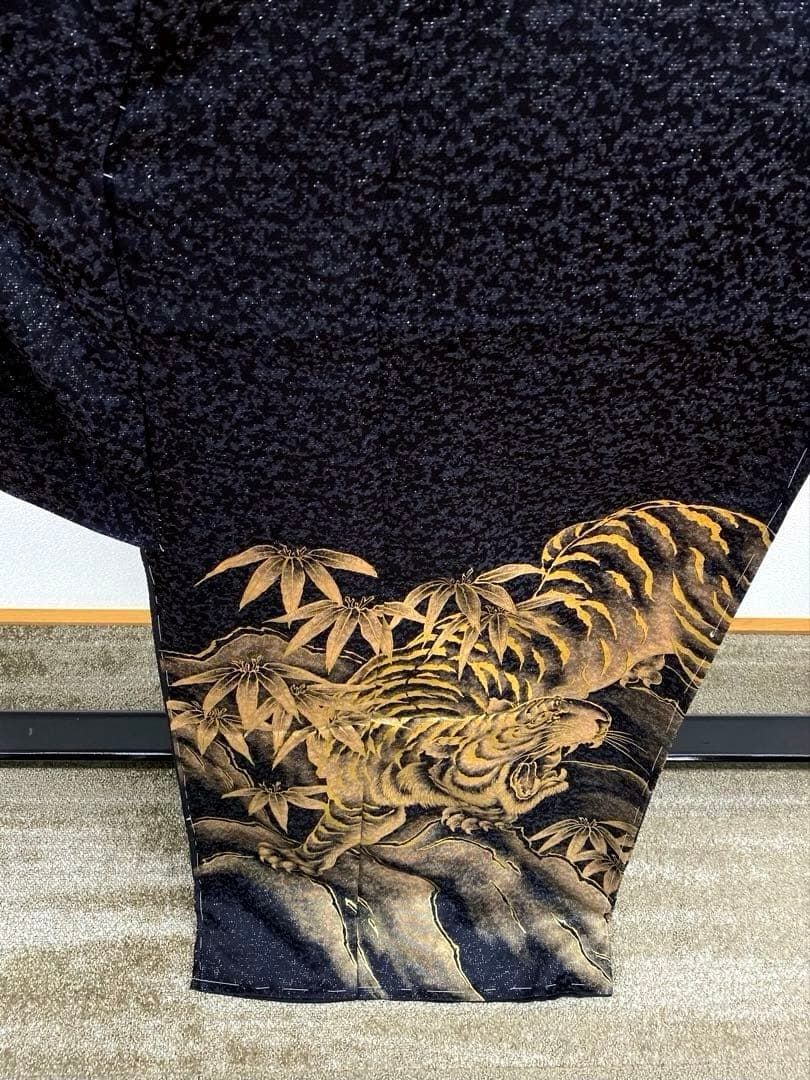 鳳凰 虎 訪問着 豪華 銀通し 仮絵羽 未仕立て品 八掛付き 正絹 大衆