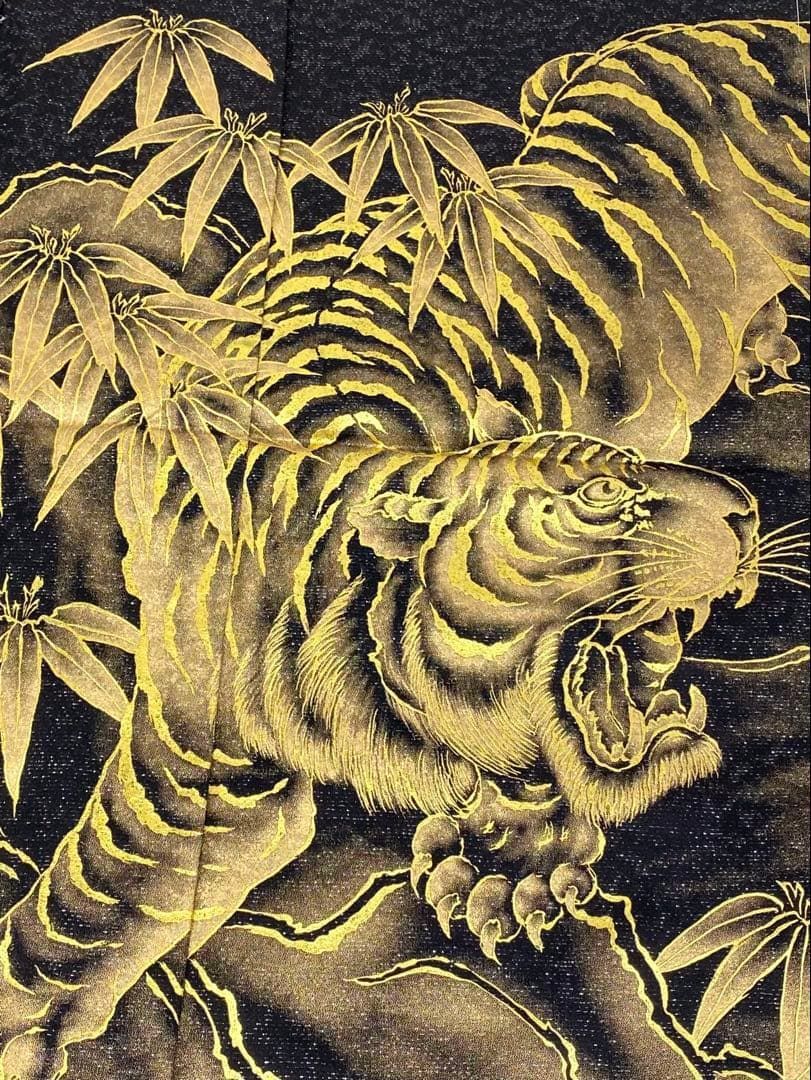 鳳凰 虎 訪問着 豪華 銀通し 仮絵羽 未仕立て品 八掛付き 正絹 大衆