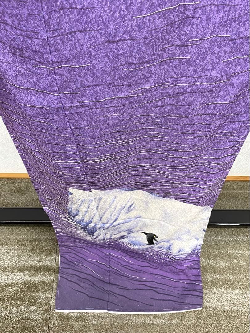 ペンギン 氷山 訪問着 豪華 銀通し 仮絵羽 未仕立て品 八掛付 正絹