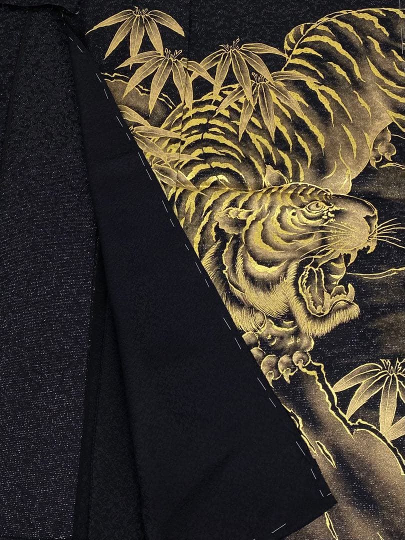 鳳凰 虎 訪問着 豪華 銀通し 仮絵羽 未仕立て品 八掛付き 正絹 大衆