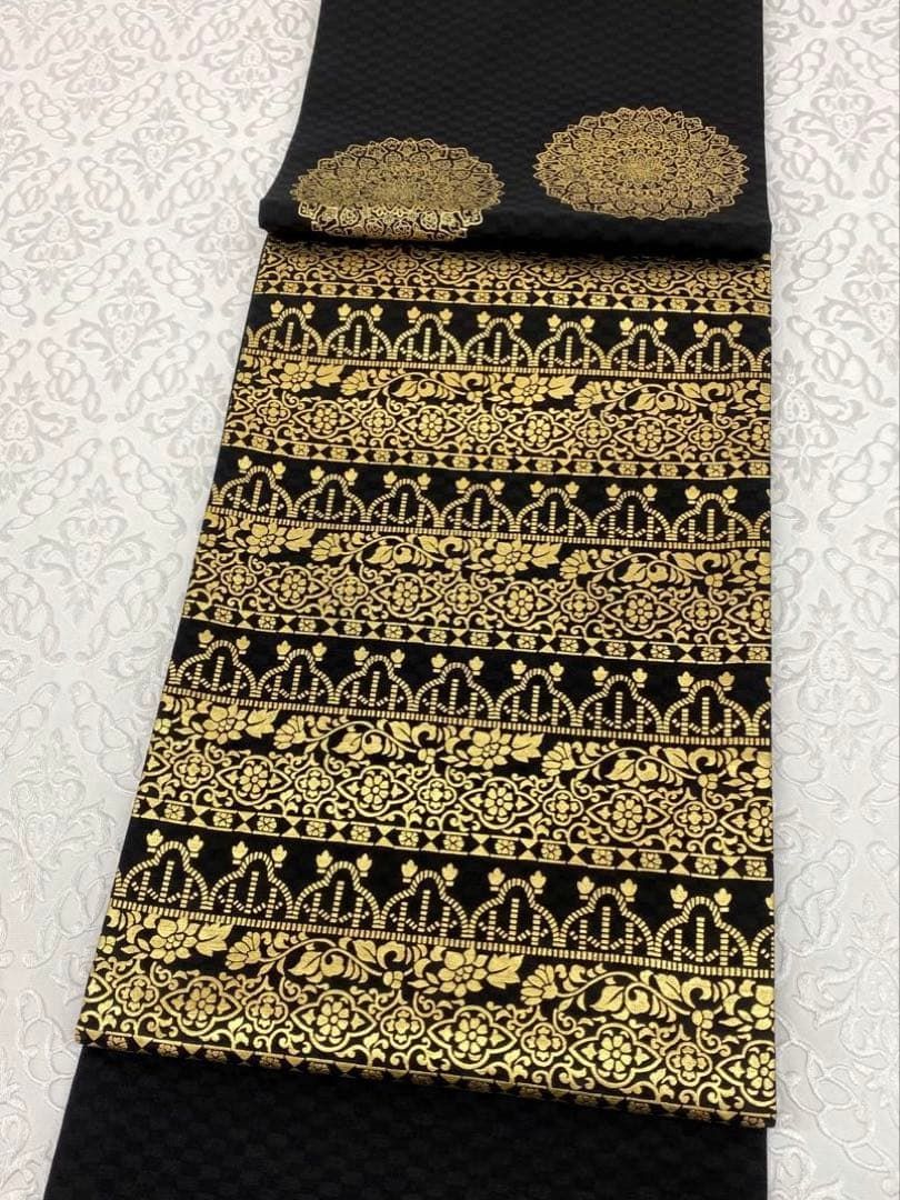 伝統工芸士 芦田俊明 袋帯 華文 金彩 正絹 お太鼓柄 H742 - メルカリ