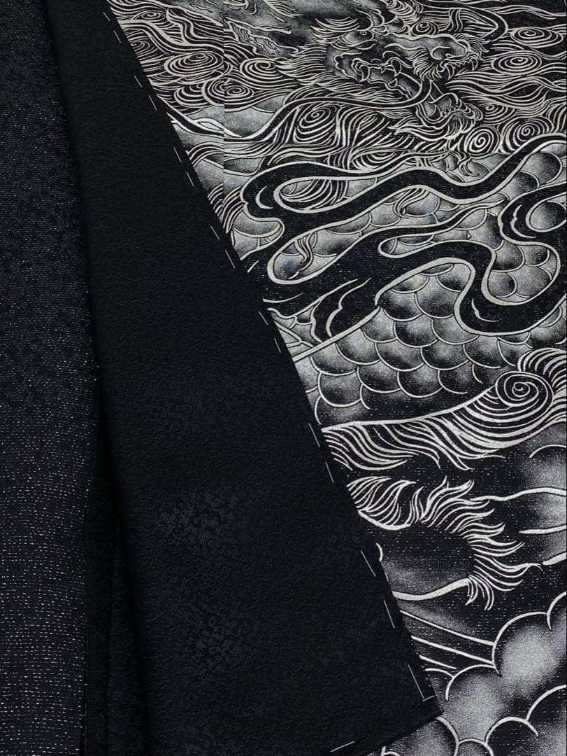 唐獅子 鳳凰 訪問着 豪華 銀通し 銀彩 仮絵羽 未仕立て品 八掛付き