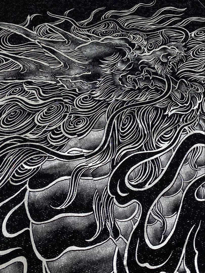 唐獅子 鳳凰 訪問着 豪華 銀通し 銀彩 仮絵羽 未仕立て品 八掛付き