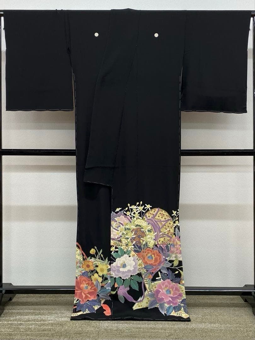 平和屋着物○豪華黒留袖 友禅 作家物 鴛鴦花文 暈し染め 正絹 逸品