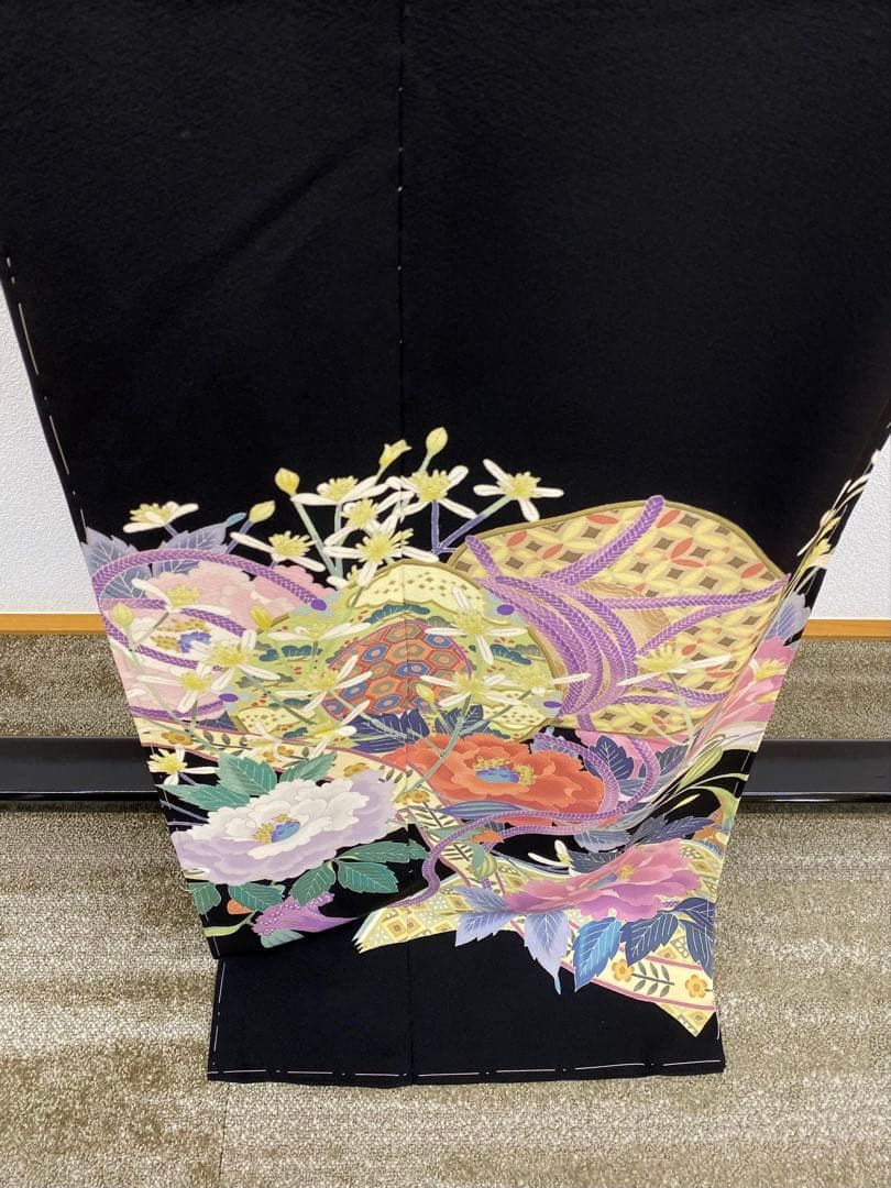 平和屋本店□極上 本加賀友禅作家 毎田健治 黒留袖 花舟 色紙・反端