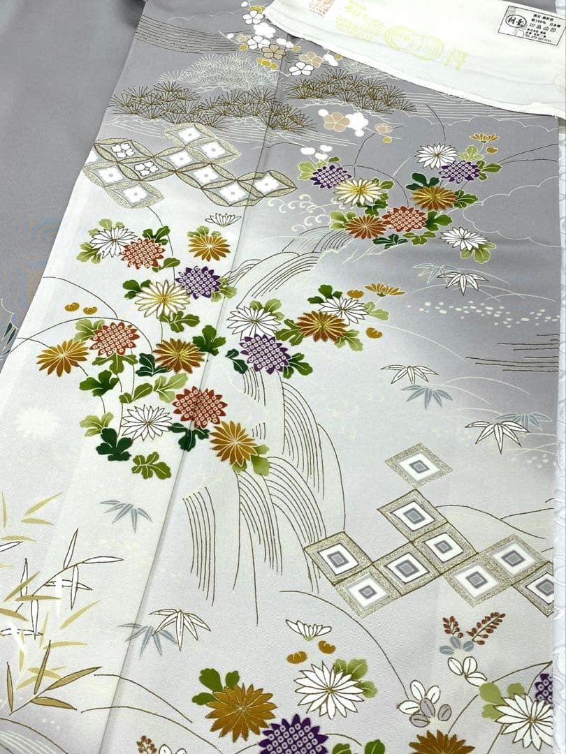 京友禅 桐壺 菱健 訪問着 手描 刺繍 金駒 金彩 正絹 躾糸付き 京友禅 桐壺 菱健 訪問着 手描 刺繍 金駒 金彩 正絹 躾糸付き K609