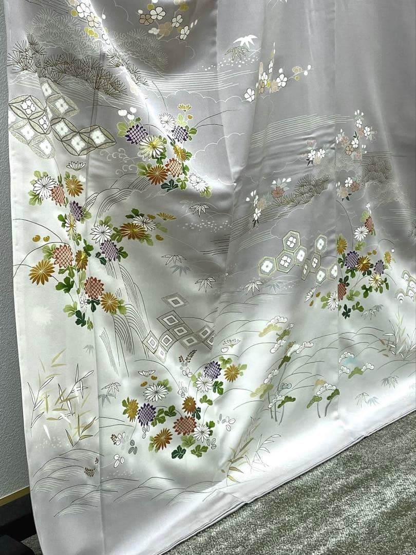 京友禅 桐壺 菱健 訪問着 手描 刺繍 金駒 金彩 正絹 躾糸付き 京友禅 桐壺 菱健 訪問着 手描 刺繍 金駒 金彩 正絹 躾糸付き K609