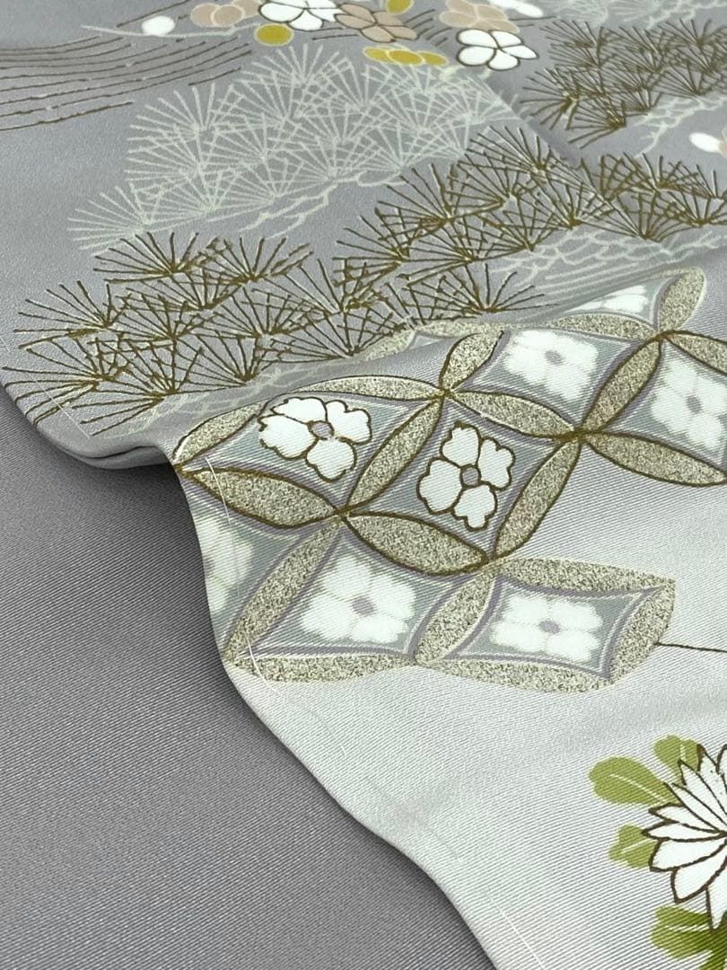 京友禅 桐壺 菱健 訪問着 手描 刺繍 金駒 金彩 正絹 躾糸付き K609