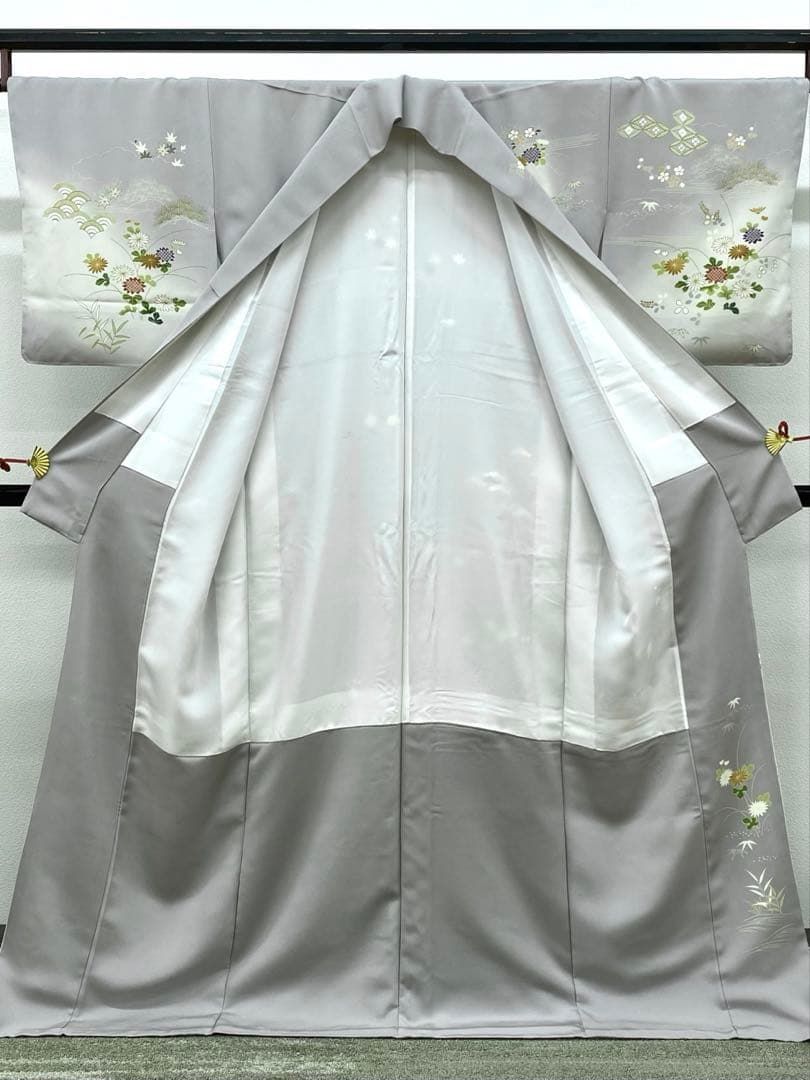 京友禅 桐壺 菱健 訪問着 手描 刺繍 金駒 金彩 正絹 躾糸付き 京友禅 桐壺 菱健 訪問着 手描 刺繍 金駒 金彩 正絹 躾糸付き K609