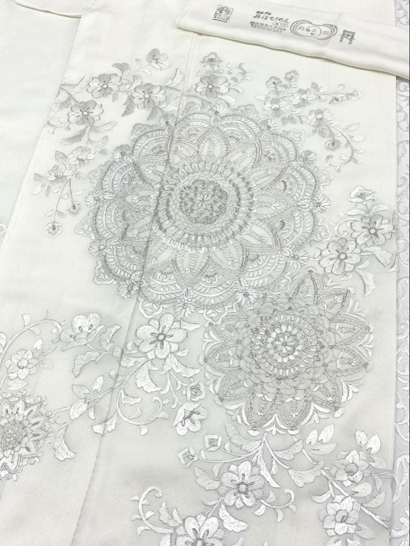 染の北川 手描き友禅 訪問着 仮絵羽 未仕立て品 金駒 雪輪に花々 正絹