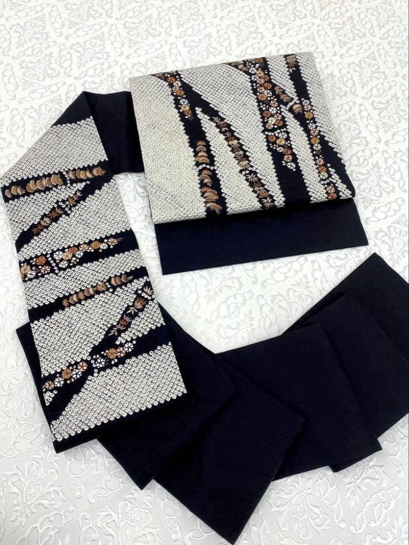本疋田 手刺繍 九寸名古屋帯 絞り 松竹梅 正絹 H736 - メルカリ