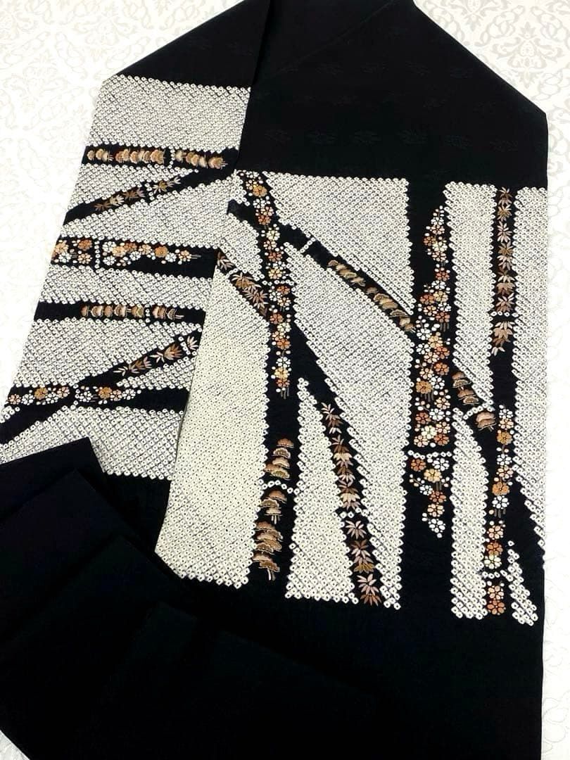 本疋田 手刺繍 九寸名古屋帯 絞り 松竹梅 正絹 H736 - メルカリ