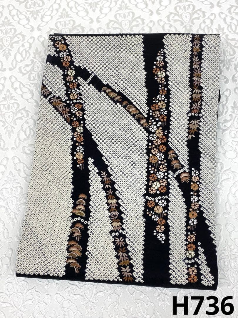 本疋田 手刺繍 九寸名古屋帯 絞り 松竹梅 正絹 H736 - メルカリ