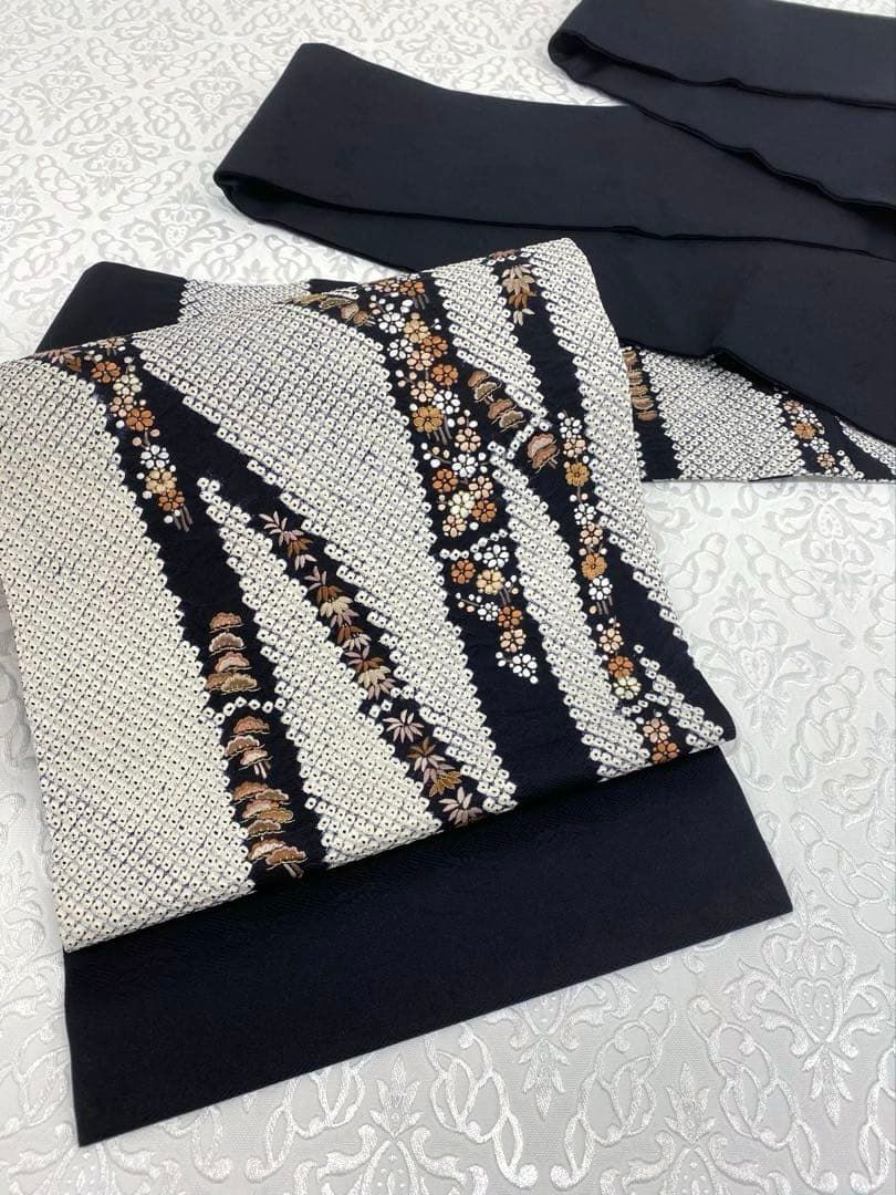 本疋田 手刺繍 九寸名古屋帯 絞り 松竹梅 正絹 H736 - メルカリ