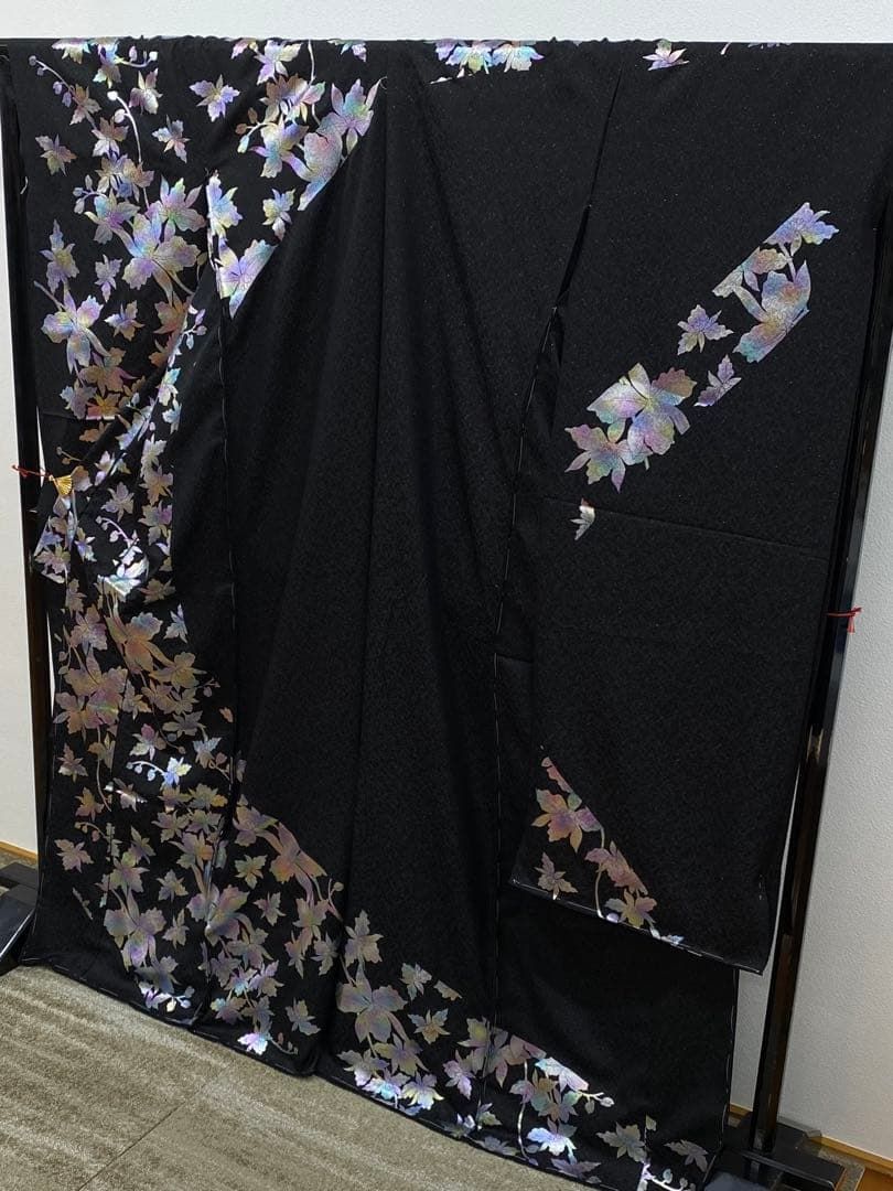 振袖 銀通し カトレア 仮絵羽 未仕立て品 正絹 八掛付き 舞台