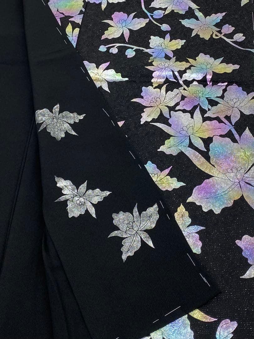 手描き 訪問着 仮絵羽 未仕立て品 パンダ 正絹 八掛付き 舞台衣装 大衆演劇 振袖 銀通し カトレア 仮絵羽 未仕立て品 正絹 八掛付き 舞台