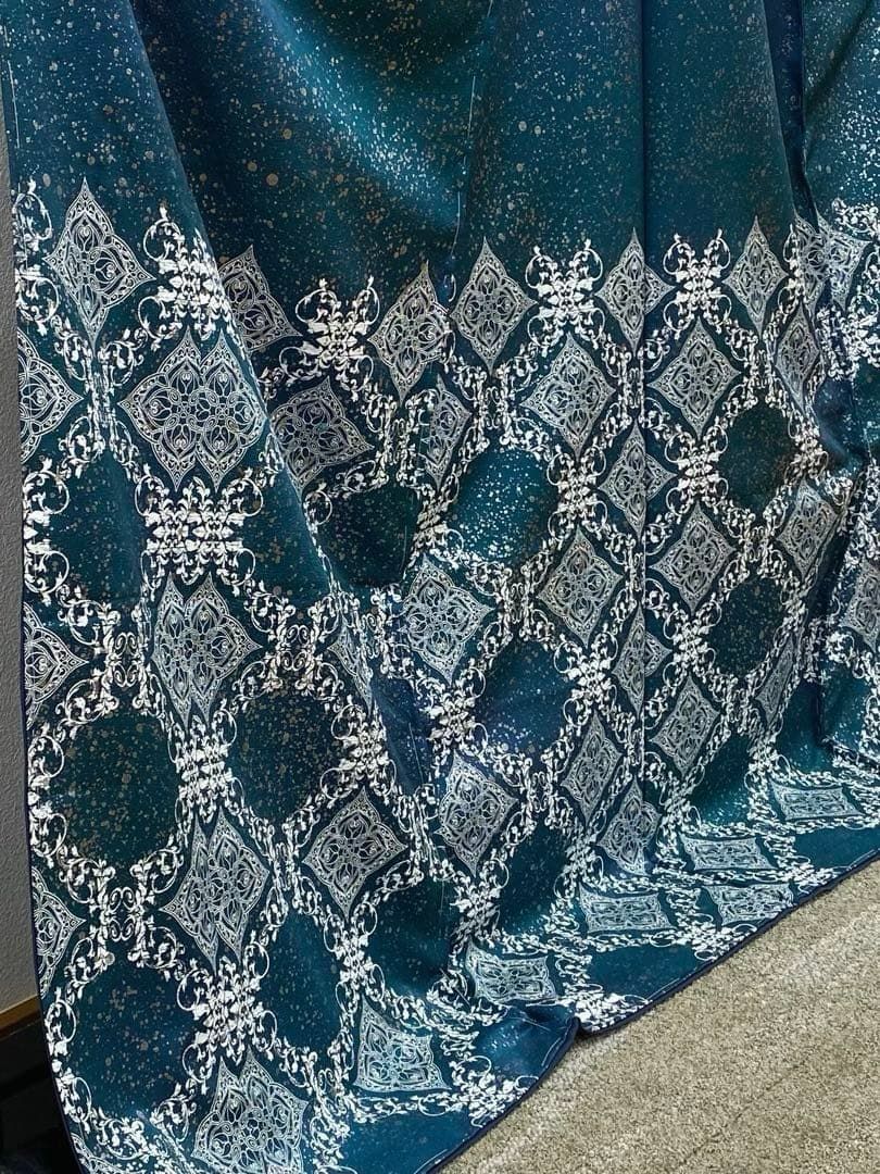 訪問着 仮絵羽 未仕立て品 横段 銀彩 正絹 八掛付き 舞台衣装 大衆演劇