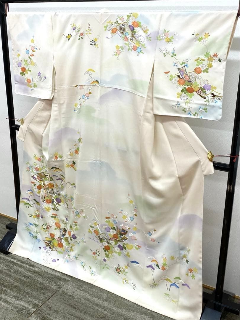 京友禅 訪問着 金駒 金彩 暈し染 糸巻き 正絹 躾糸付き 京友禅 訪問着 金駒 金彩 暈し染 糸巻き 正絹 躾糸付き 正絹