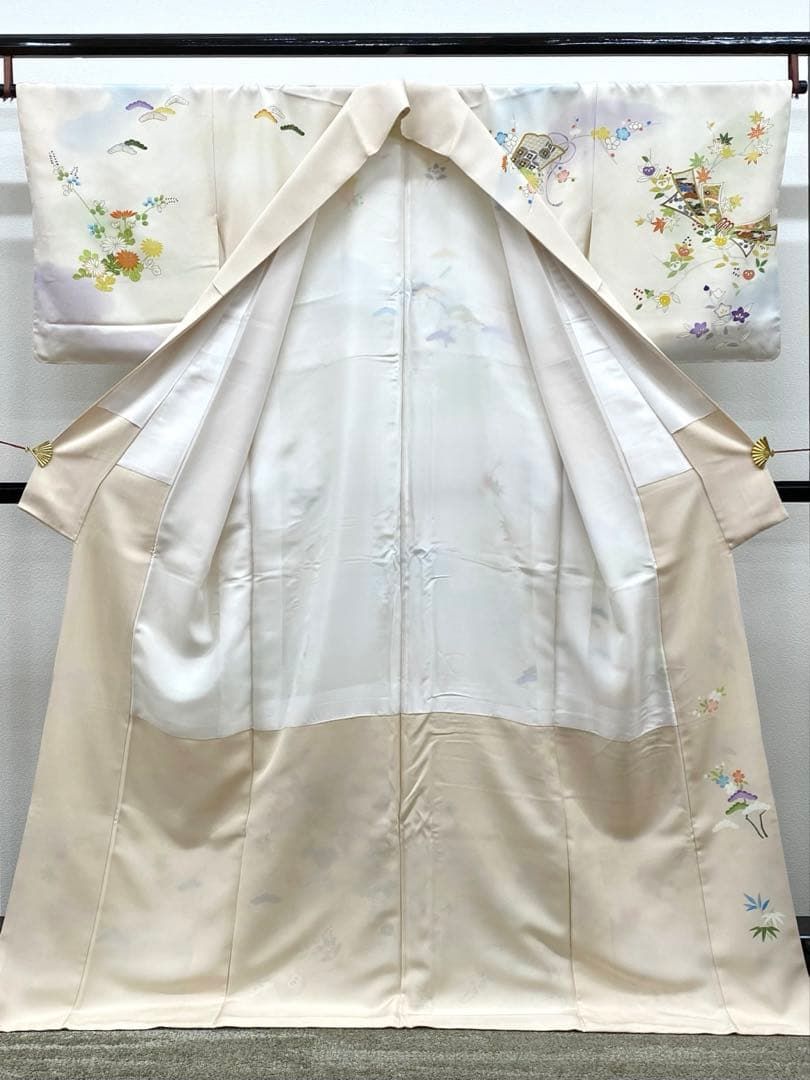 京友禅 桐壺 菱健 訪問着 手描 刺繍 金駒 金彩 正絹 躾糸付き 京友禅 桐壺 菱健 訪問着 手描 刺繍 金駒 金彩 正絹 躾糸付き 京友禅