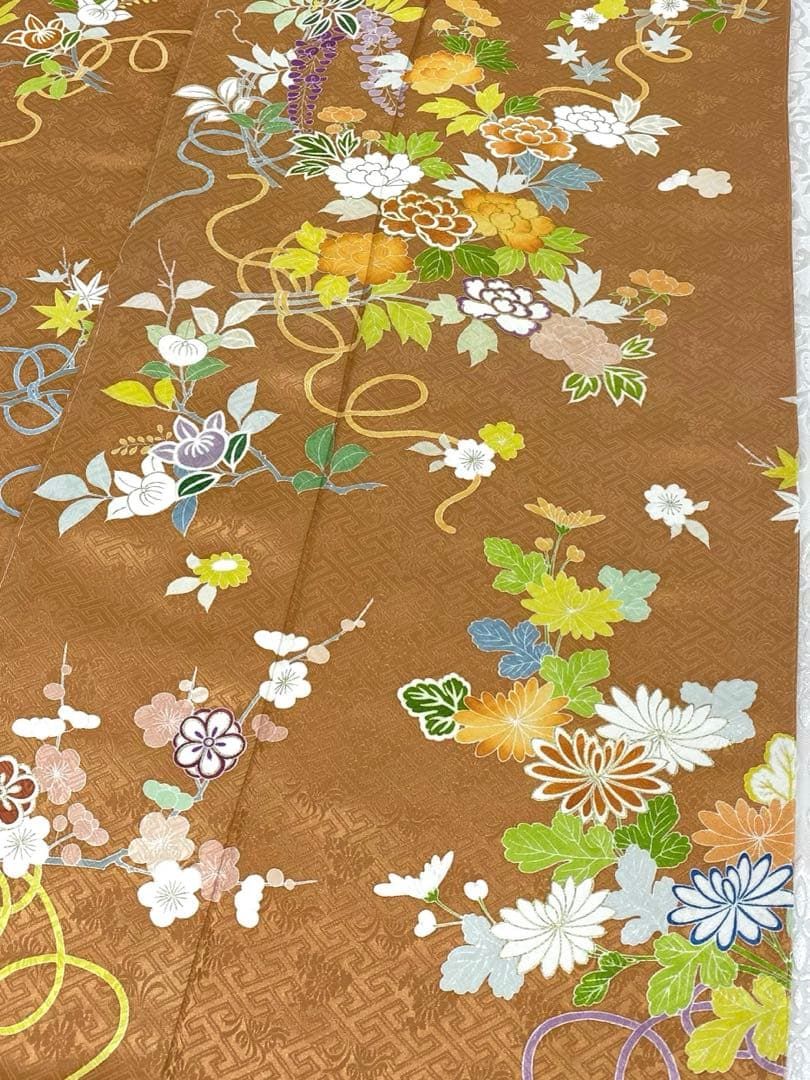 千總謹製 訪問着 落款入 刺繍 金駒 金彩 紋意匠 正絹 躾糸付き K600 