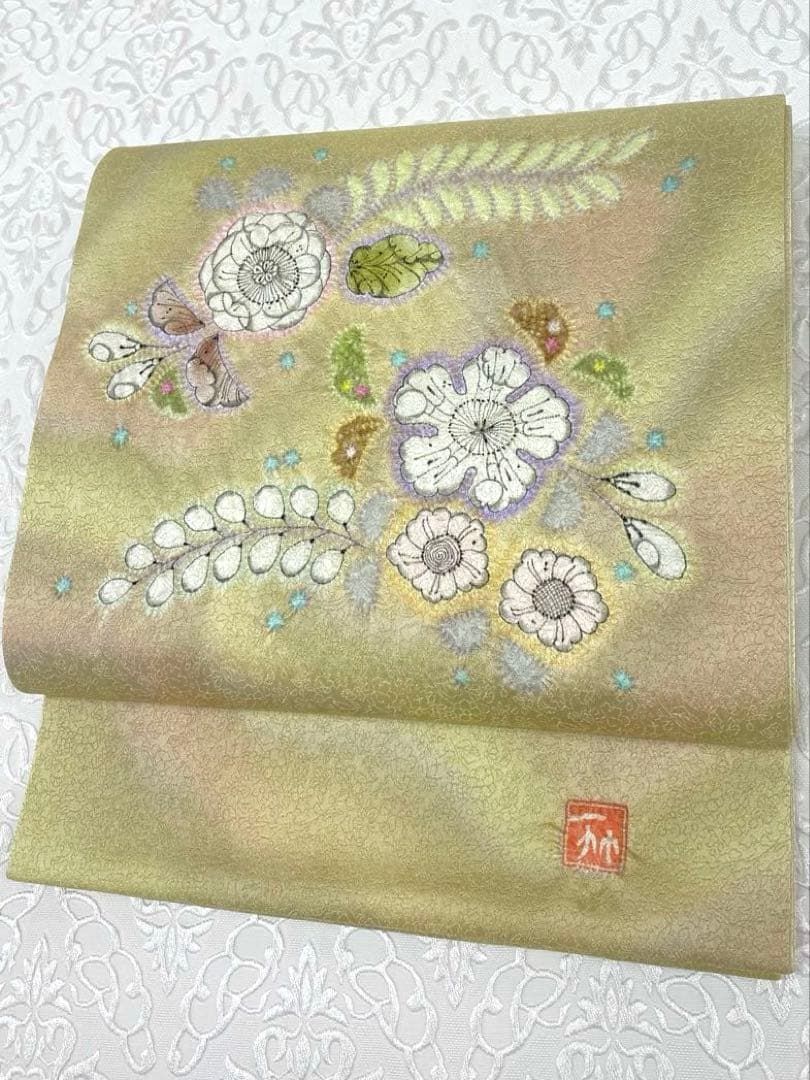 二代目・久保田一竹 辻ヶ花 袋帯 落款入 金通し ぼかし染 正絹 お太鼓 