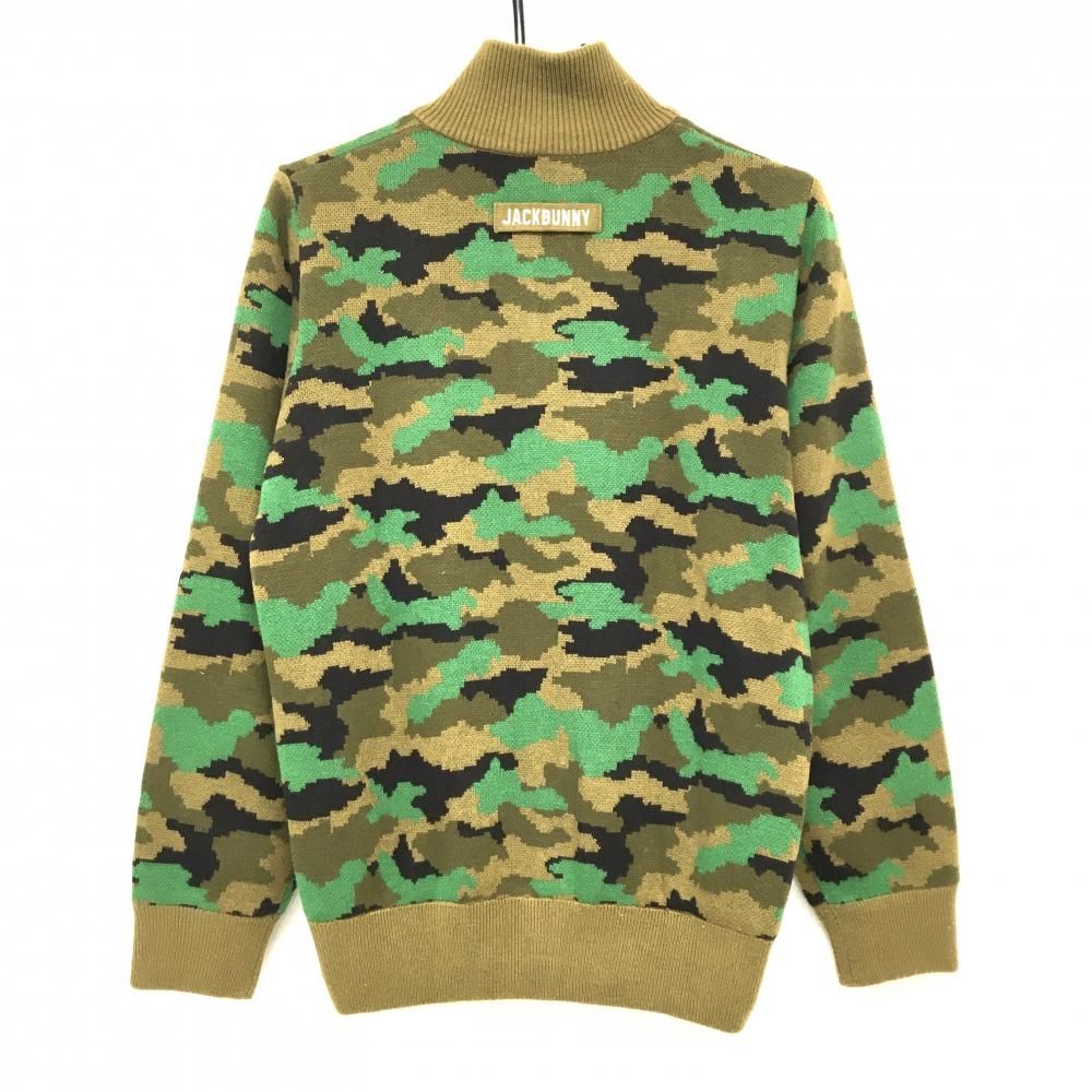 Jack Bunny!! カモ柄 ダブルジップジャケット ジャックバニー ニットジャケット ブラウン×グリーン 迷彩柄 カモフラ