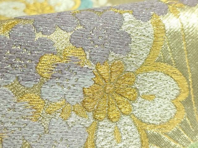 平和屋着物■極上　六通柄袋帯　唐織　舞桜　金銀糸　逸品　DZAB0008kh5 平和屋着物□極上 六通柄袋帯 唐織 舞桜 金銀糸 逸品 DZAB0008kh5