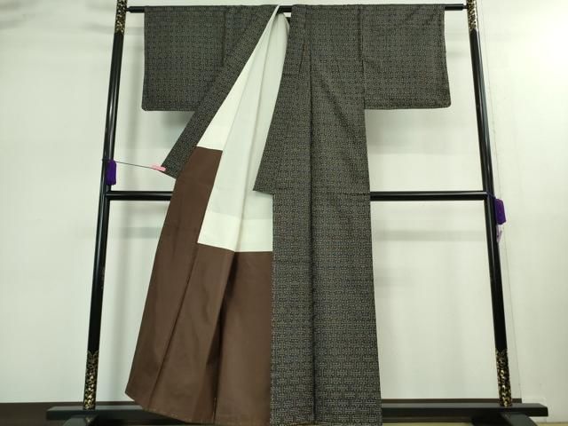 平和屋着物■希少　本場大島紬　龍郷絣　秋名バラ　逸品　DZAB0377kh5 平和屋着物□希少 本場大島紬 龍郷絣 秋名バラ 逸品 DZAB0377kh5