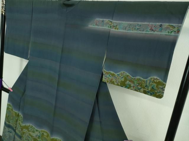 平和屋着物□極上 前田仁仙 仁仙更紗 訪問着 狩猟更紗花文 暈し染め