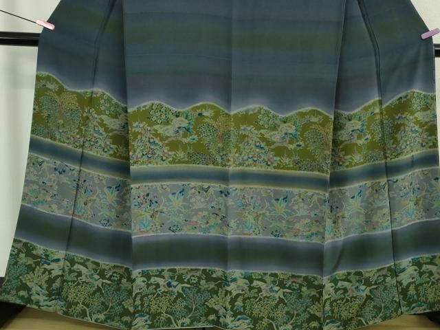 平和屋着物□極上 前田仁仙 仁仙更紗 訪問着 狩猟更紗花文 暈し染め