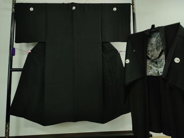 平和屋着物 上 男性 黒紋付 長羽織セット kh 5