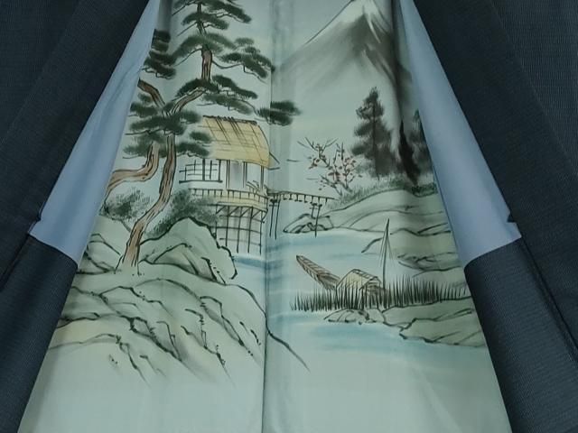 平和屋着物□極上 男性 本場大島紬 アンサンブル 長襦袢(袷)・長羽織