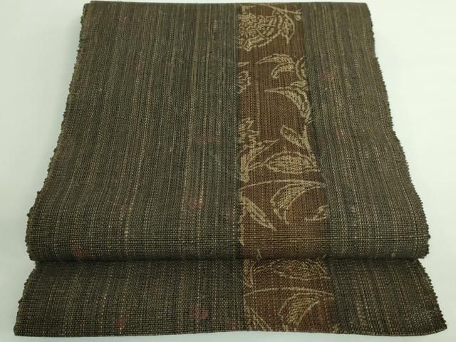 平和屋着物■極上　夏物　染織の名門　しょうざん  生紬　八寸名古屋帯　更紗花間道　柿渋染　証紙付き　逸品　DZAB0452kh5 平和屋着物□極上 夏物 染織の名門 しょうざん 生紬 八寸名古屋帯 更紗