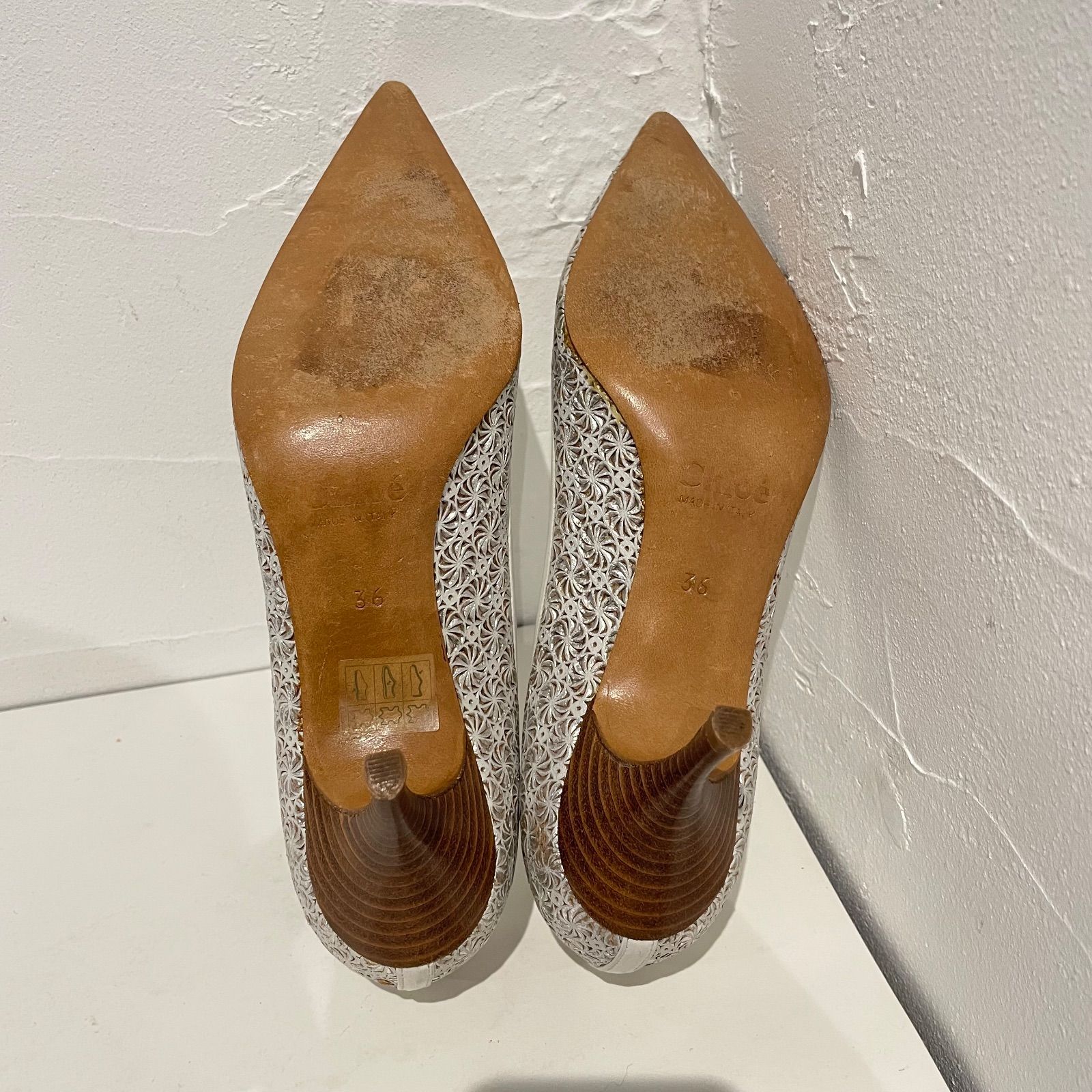 Chloe クロエ パンプス サイズ36 ヒール約7cm リボン シルバー ヒール 