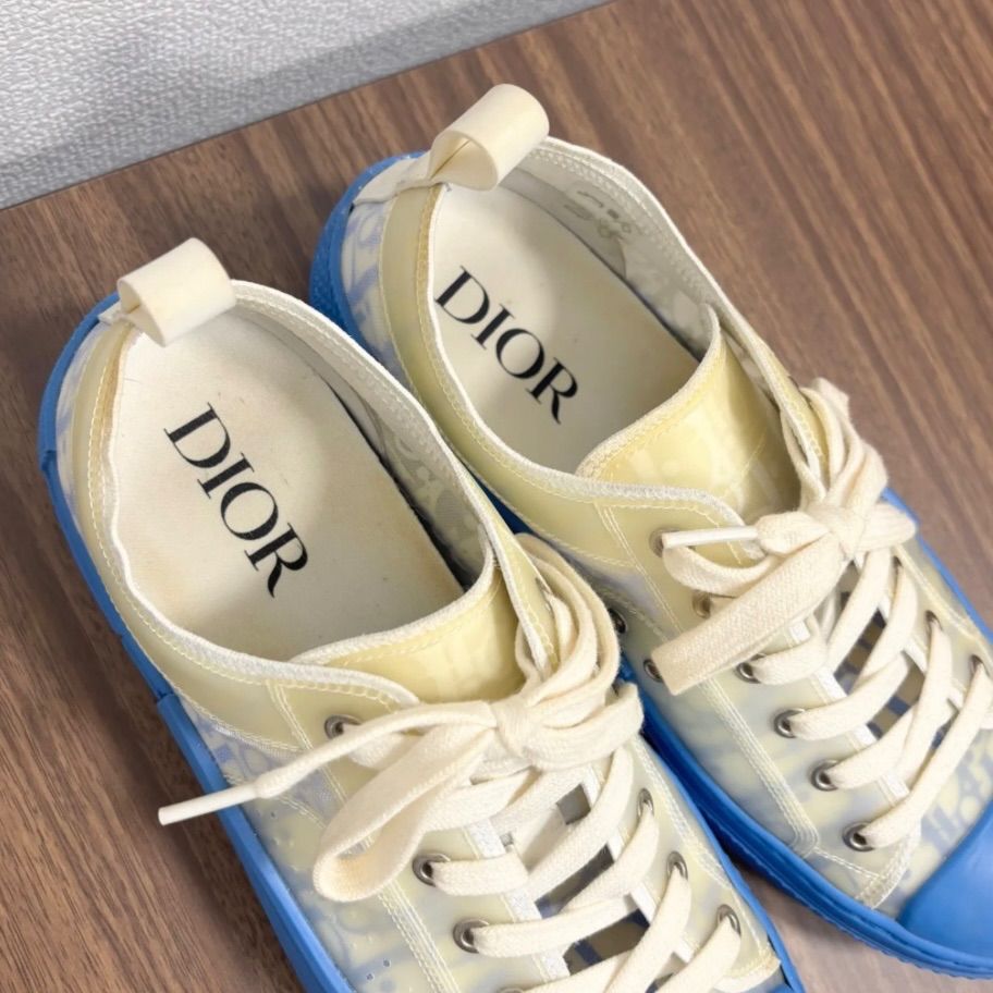 i)定価約12万 DIOR B23 Low Top Sneaker WHITE BLUE ディオール B23