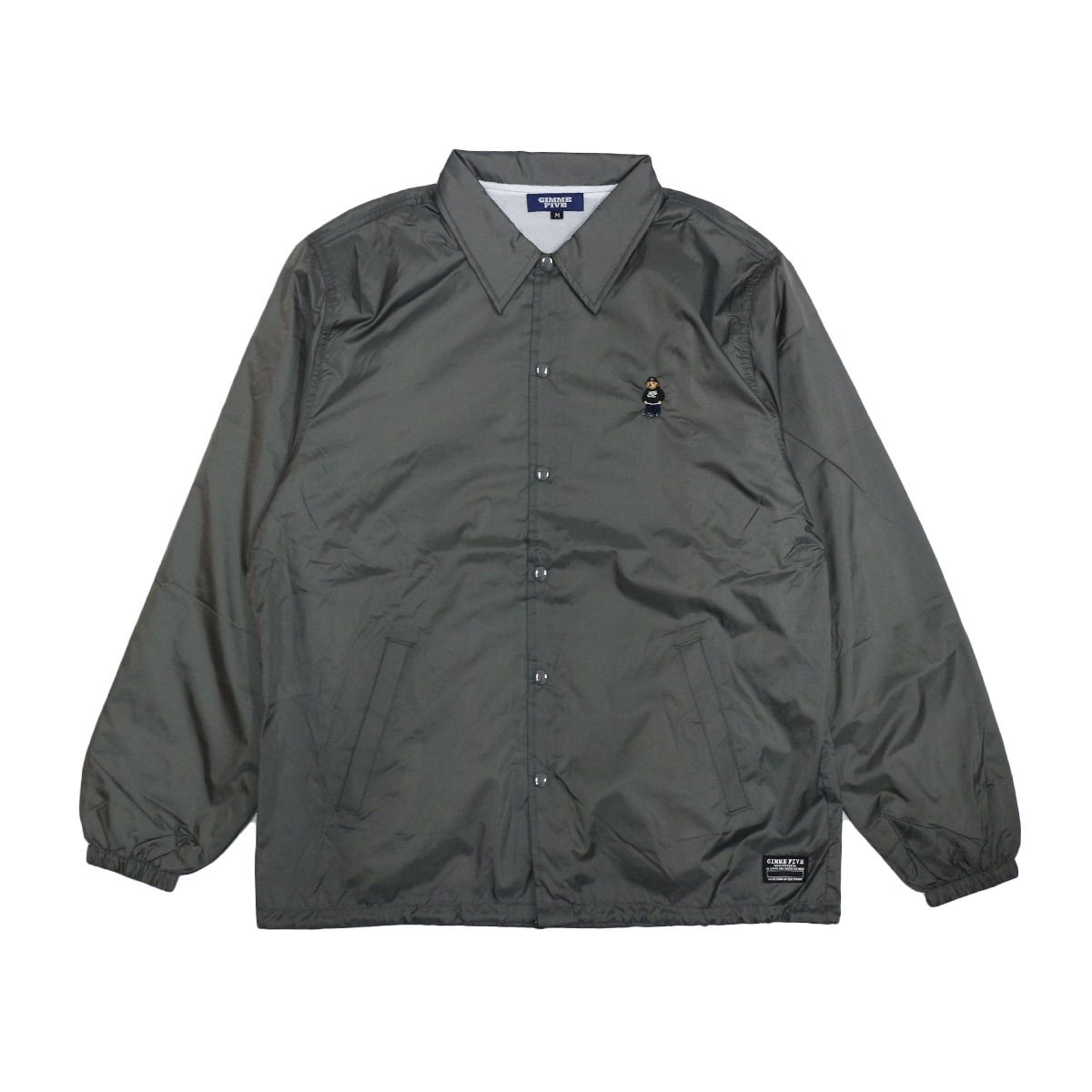 Gimme Five Kush Bear Embroidery Coach jacket (Charcoal) ギミー 
