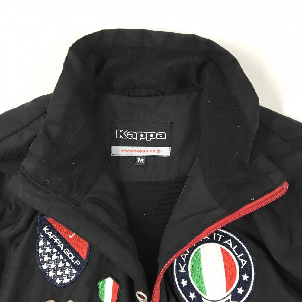 カッパ 異素材中綿ジャケット 黒×レッド 刺しゅう 胸ワッペン メンズ M
