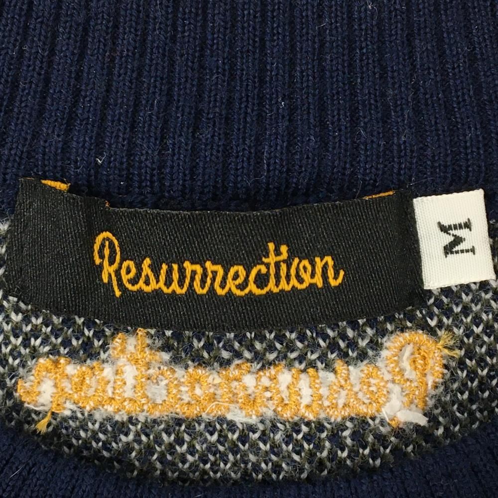 超美品】レザレクション セーター ネイビー×白 総柄 ウール100