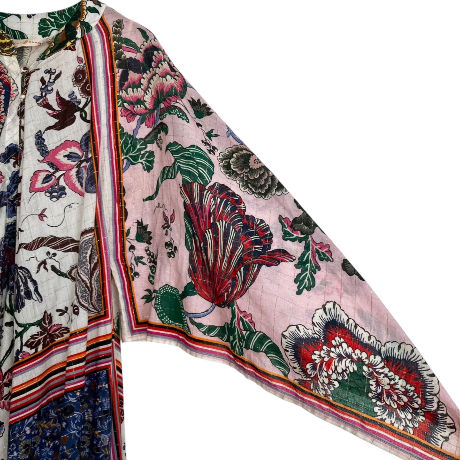 タッセルトリム花柄マキシ丈ワンピース XS