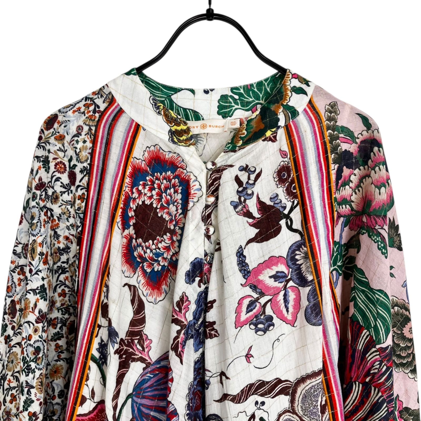 タッセルトリム花柄マキシ丈ワンピース XS