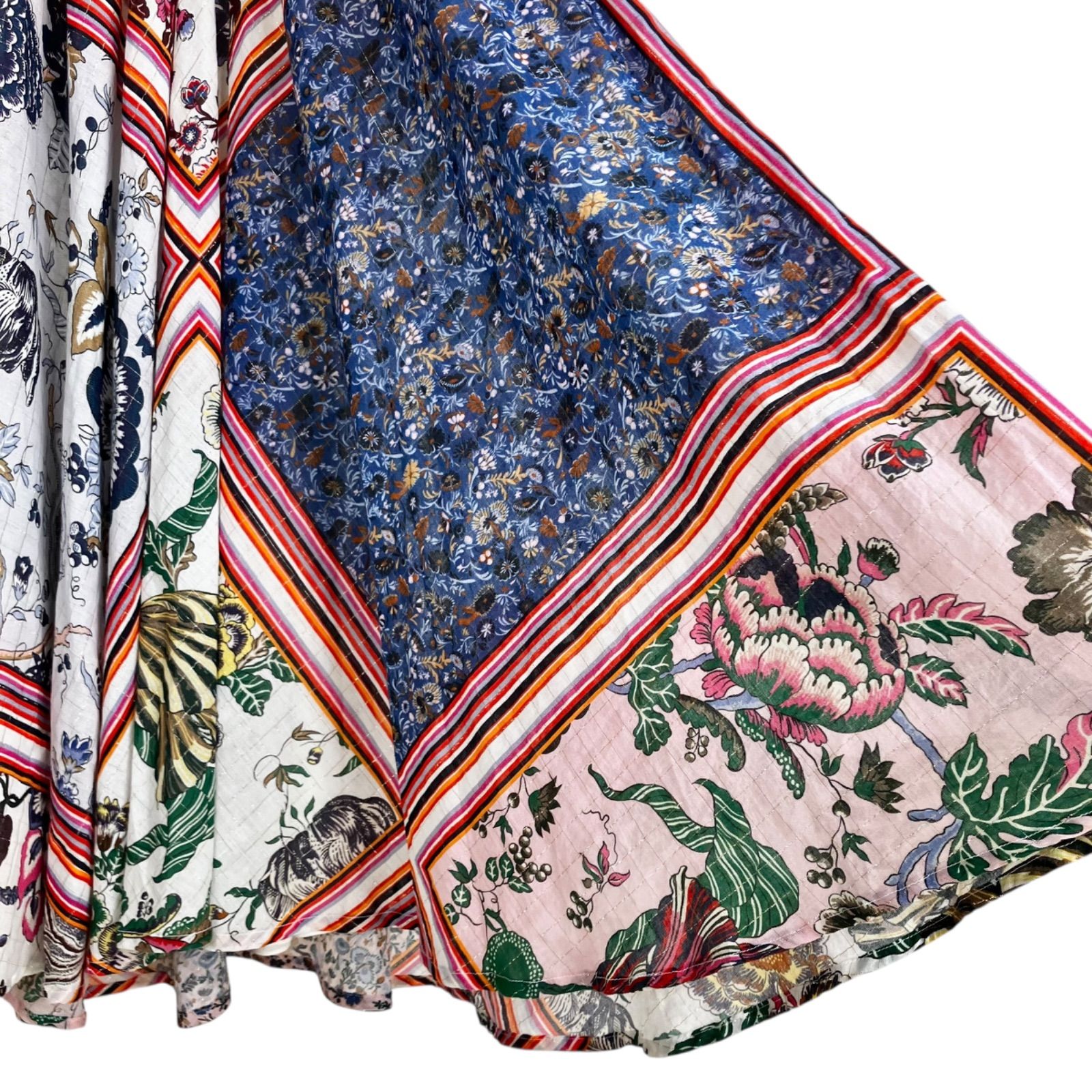 タッセルトリム花柄マキシ丈ワンピース XS