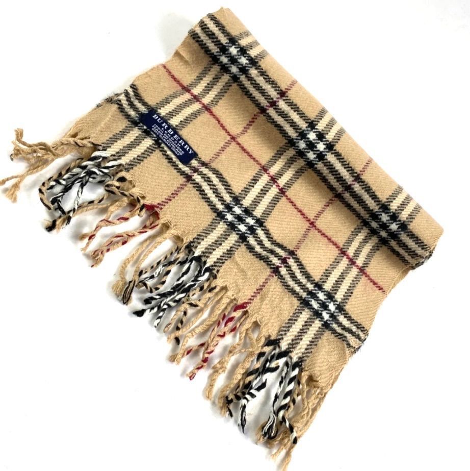 t1561 バーバリーロンドンマフラー カシミア100% イギリス製 ベージュ