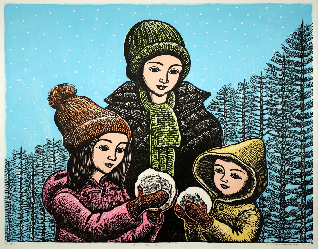 徳力富吉郎 木版画 限定E.A/200部 いきいき富山四景 多色摺【