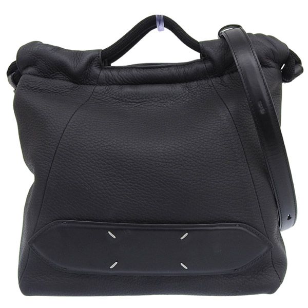 メゾンマルジェラ Maison Margiela 5AC ドローストリングスモール 2WAYショルダーバッグ ハンドバッグ レザー ブラック 中古 新入荷 OB2684 メゾンマルジェラ Maison Margiela 5AC ドローストリングスモール 2WAY