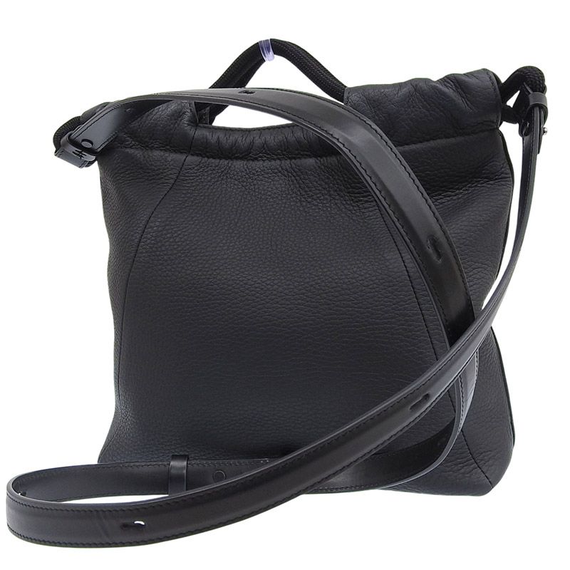メゾンマルジェラ Maison Margiela 5AC ドローストリングスモール 2WAYショルダーバッグ ハンドバッグ レザー ブラック 中古 新入荷 OB2684 メゾンマルジェラ Maison Margiela 5AC ドローストリングスモール 2WAY
