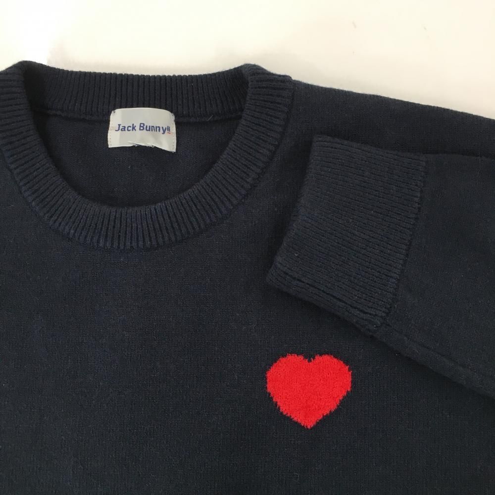 超美品】ジャックバニー セーター ネイビー×レッド バックロゴ ハート