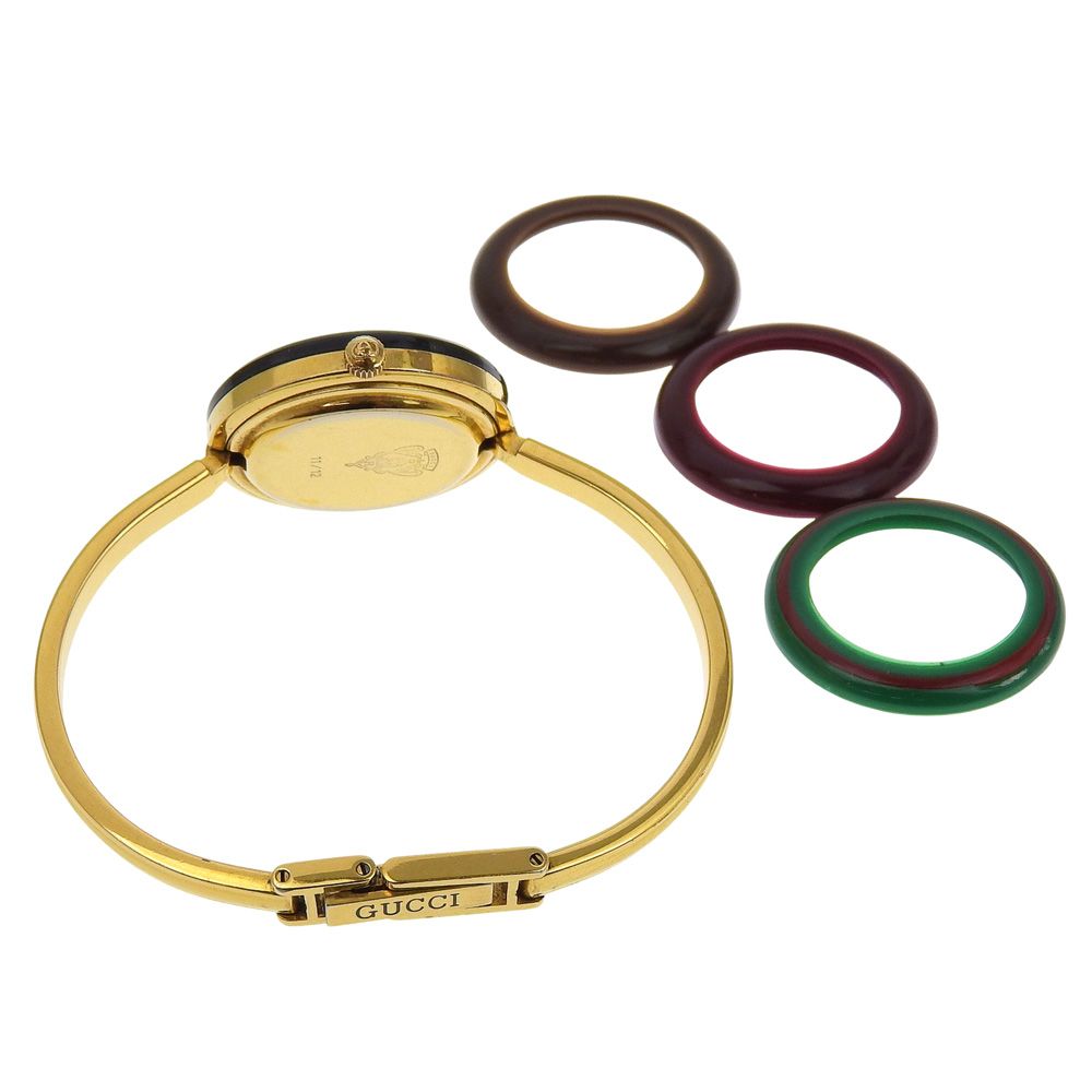 y*a様 Gucci グッチ ゴールド アナログクオーツ 腕時計 チェンジベゼル GUCCI】グッチ チェンジベゼル cal.978.002 11/12 金メッキ ゴールド